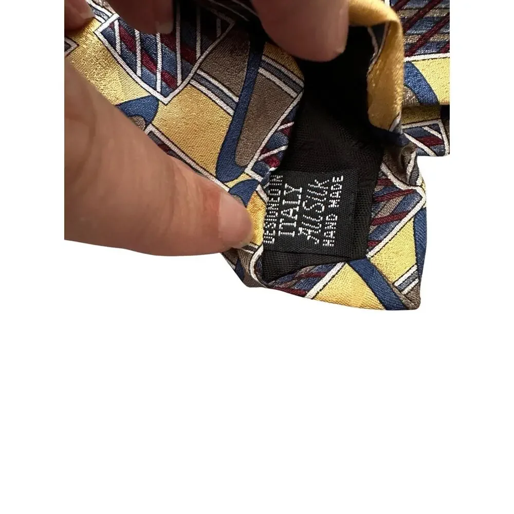 Vintage Stanley Blacker Yellow Geometric Silk Necktie